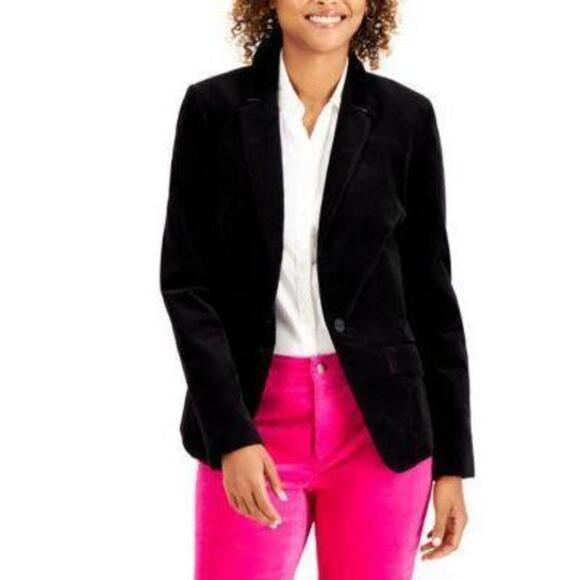Charter Club Velveteen Blazer Deep Black 10 - Picture 1 of 3